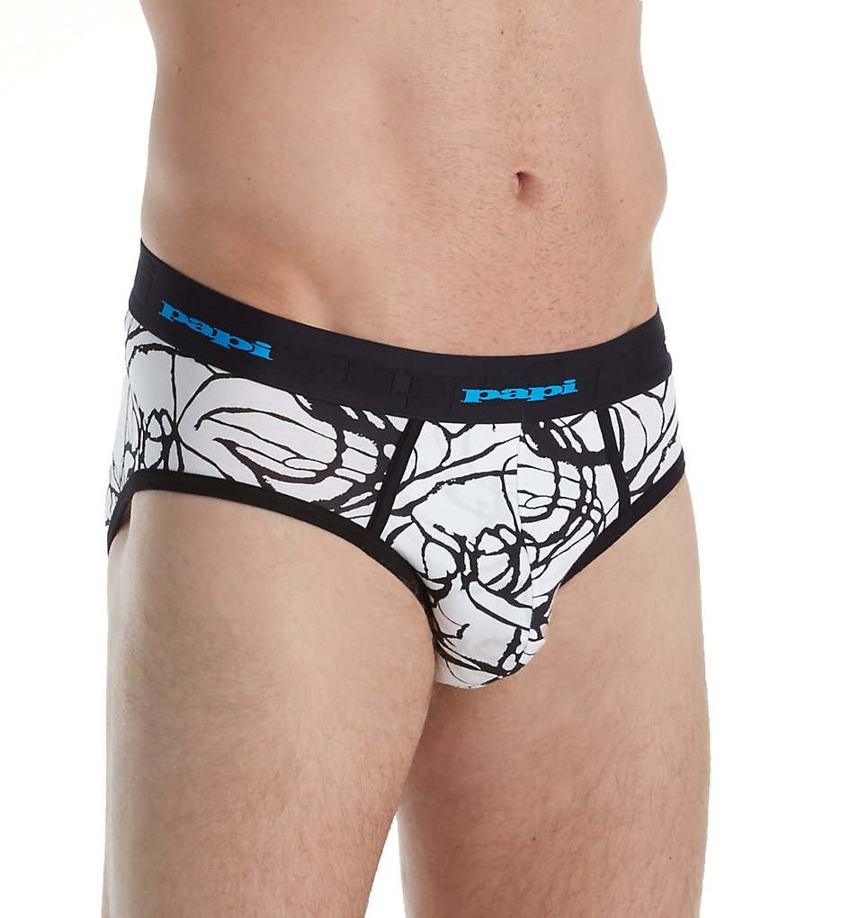 Papi 554403 Black and White Low Rise Spiro Briefs (Black/White)