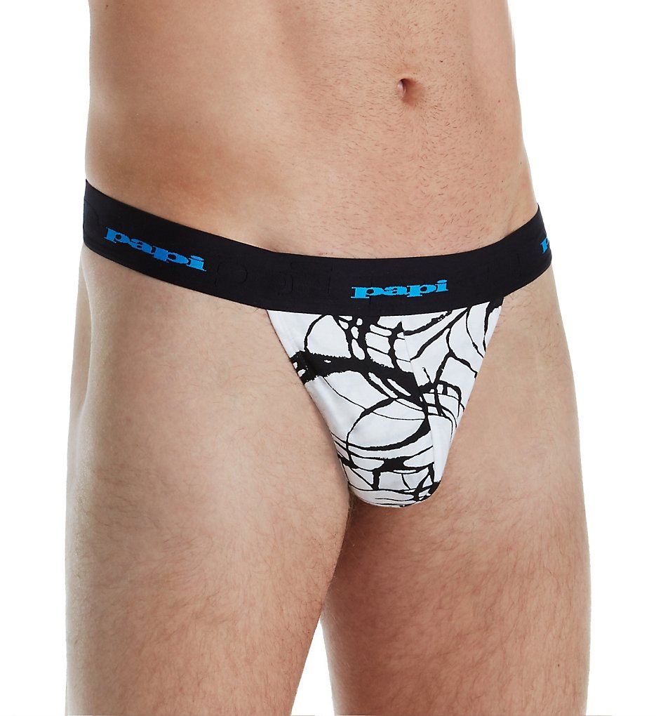 Papi 554902 Black and White Spiro Thong (Black/White)