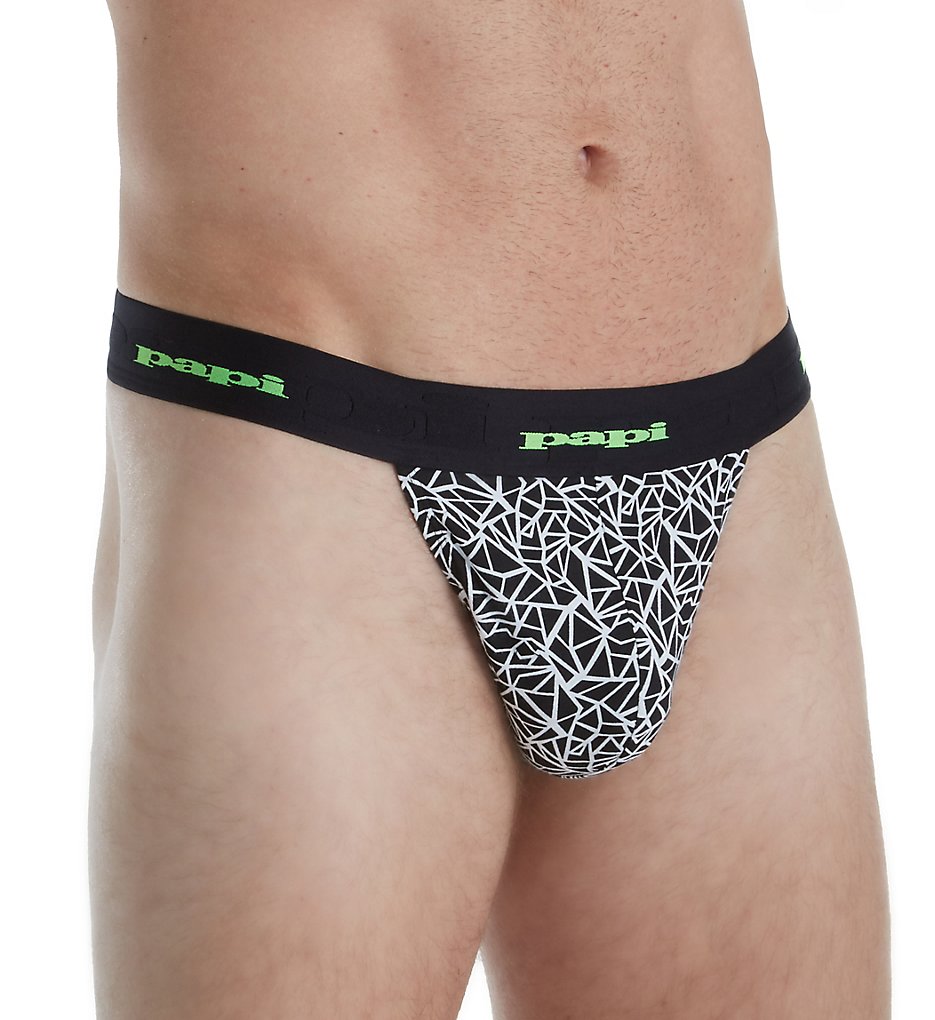 Papi 554903 Black and White Shatter Thong (Black/White)