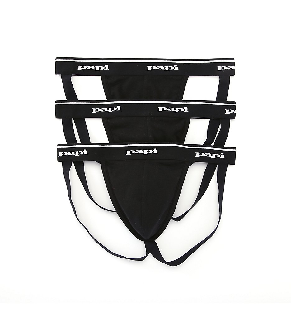 Papi 705910W Cotton Jockstraps - 3 Pack (Black)