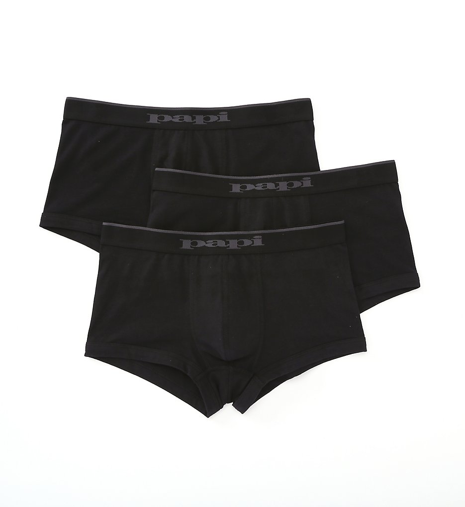 Papi 980501 Essentials Cotton Stretch Brazilian Trunk - 3 Pack (Black)
