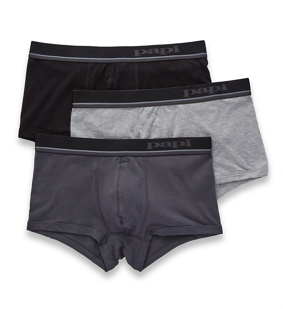 Papi 980527 Essentials Cotton Stretch Brazilian Trunk - 3 Pack (htr grey/ebony/black)