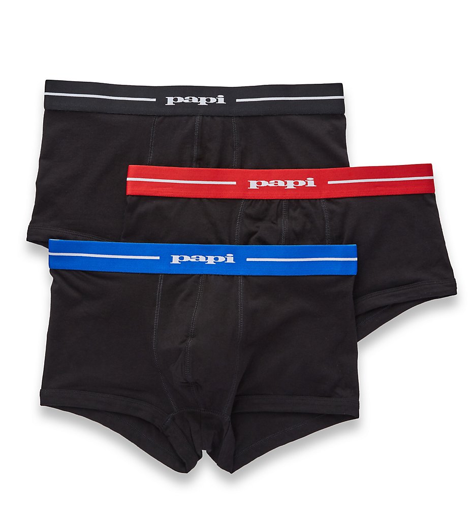 Papi 980528 Essentials Cotton Stretch Brazilian Trunk - 3 Pack (blue WB/black WB/redWB)