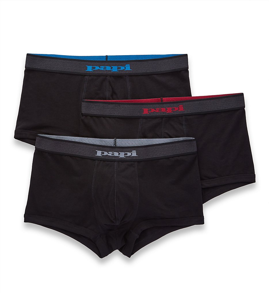 Papi 980529 Texture Cotton Stretch Brazilian Trunks - 3 Pack (black/black/black)