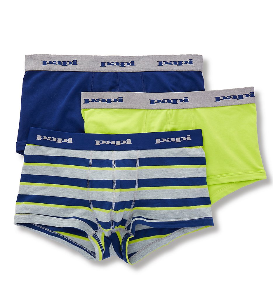 Papi 980534 POP Stripe Cotton Stretch Brazilian Trunk - 3 Pack (green/stripe/blue)
