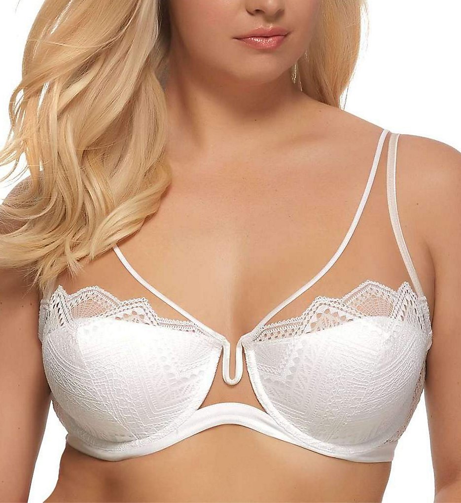 Paramour by Felina - Paramour by Felina 135052 Stunning Lace 1/2 Cup Contour Bra (White 32D)