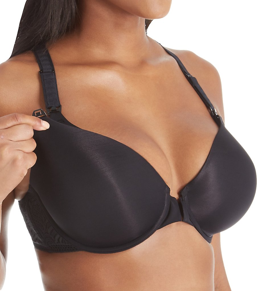 Paramour by Felina : Paramour by Felina 905001 Lorraine Front Close Nursing Bra with Wicking (Black 42DD)