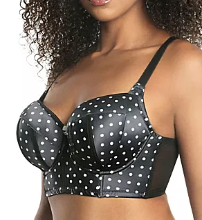 Charlotte Underwire Padded Longline Bra Black Dot 32C