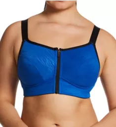 Wave Front Zipper Sports Bra Nautical Blue 32C