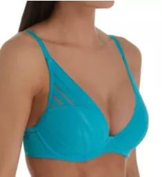 Graphic Sheer Plunge Bra Polaroid Blue 32C