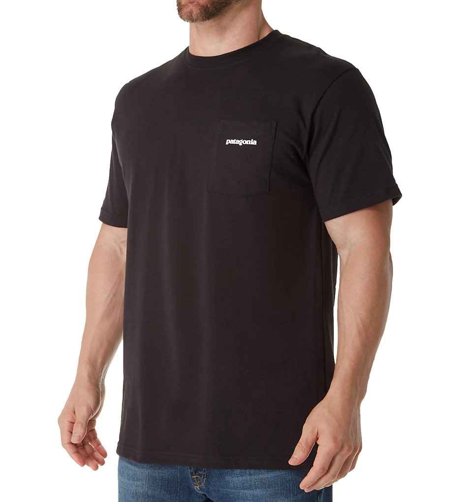 Patagonia 38910 P-6 Pocket Logo 100% Organic Cotton T-Shirt (Black)