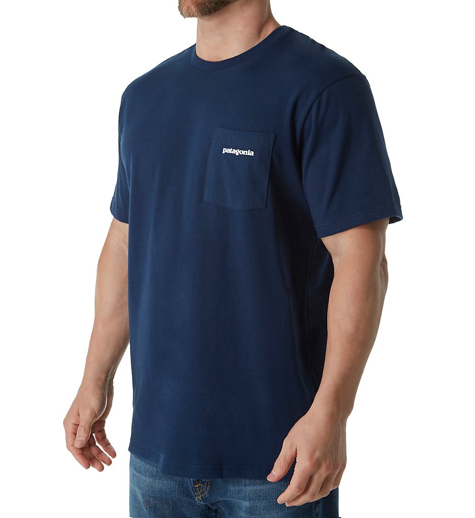 Patagonia 38910 P-6 Pocket Logo 100% Organic Cotton T-Shirt (Navy)