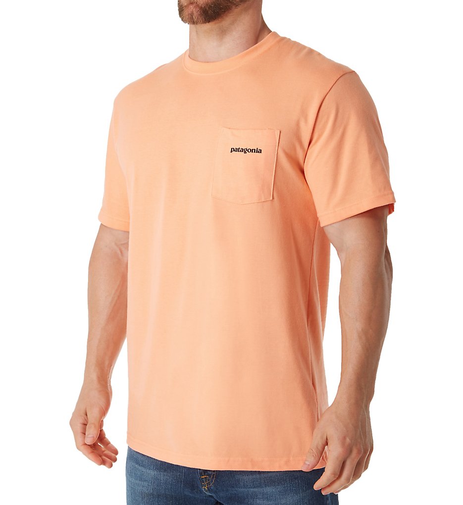Patagonia 38910 P-6 Pocket Logo 100% Organic Cotton T-Shirt (Peach Sherbet)