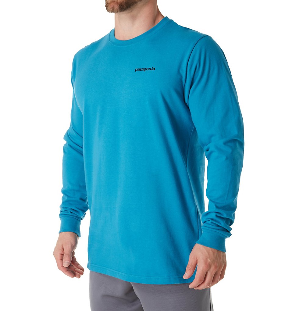 Patagonia 38933 P-6 Logo 100% Organic Cotton Long Sleeve T-Shirt (Filter Blue)