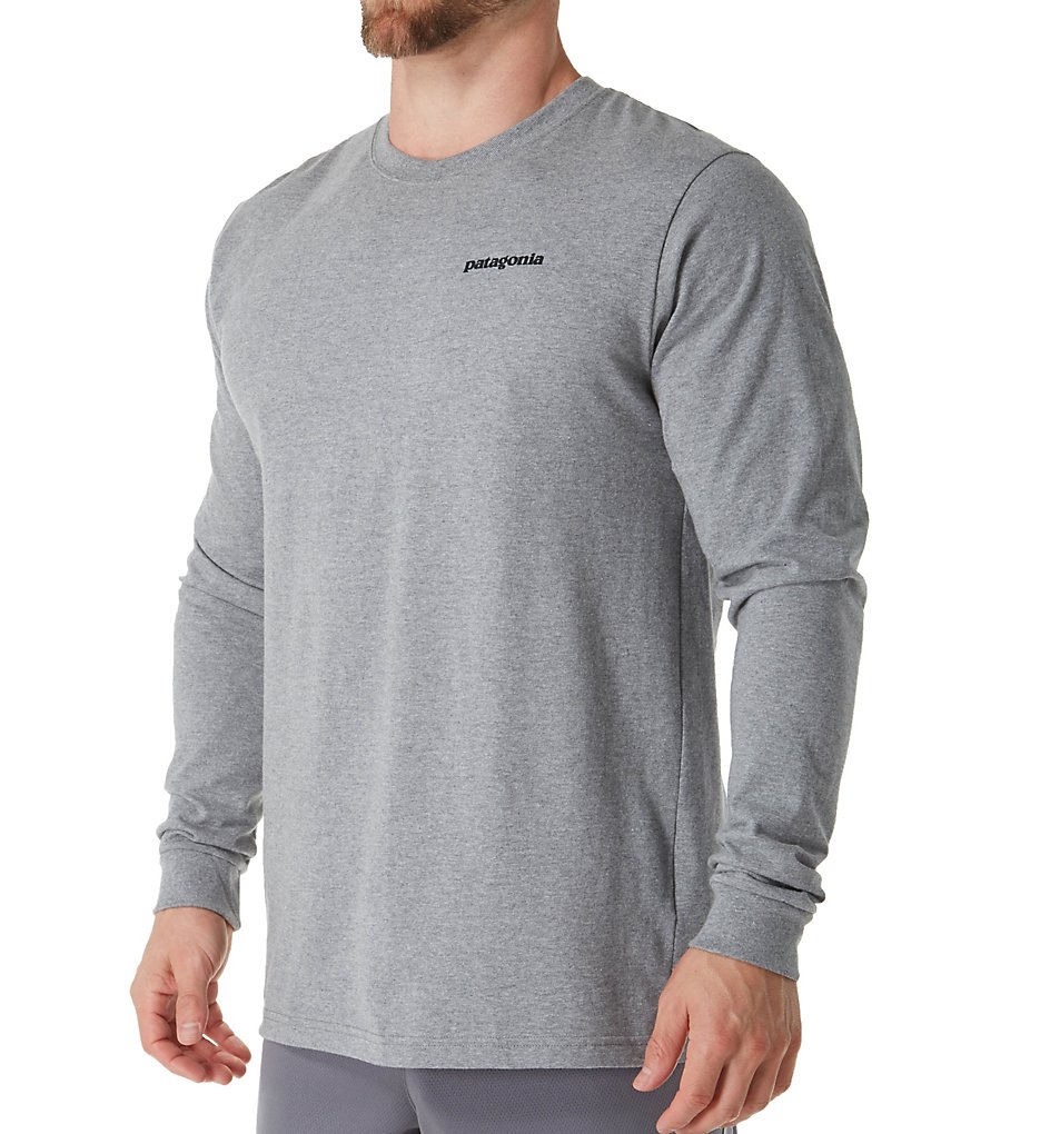 Patagonia 38933 P-6 Logo 100% Organic Cotton Long Sleeve T-Shirt (Gravel Heather)