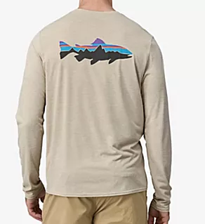 Capilene Cool Daily Graphic Long Sleeve T-Shirt Trout/Pumice X-Dye 3XL