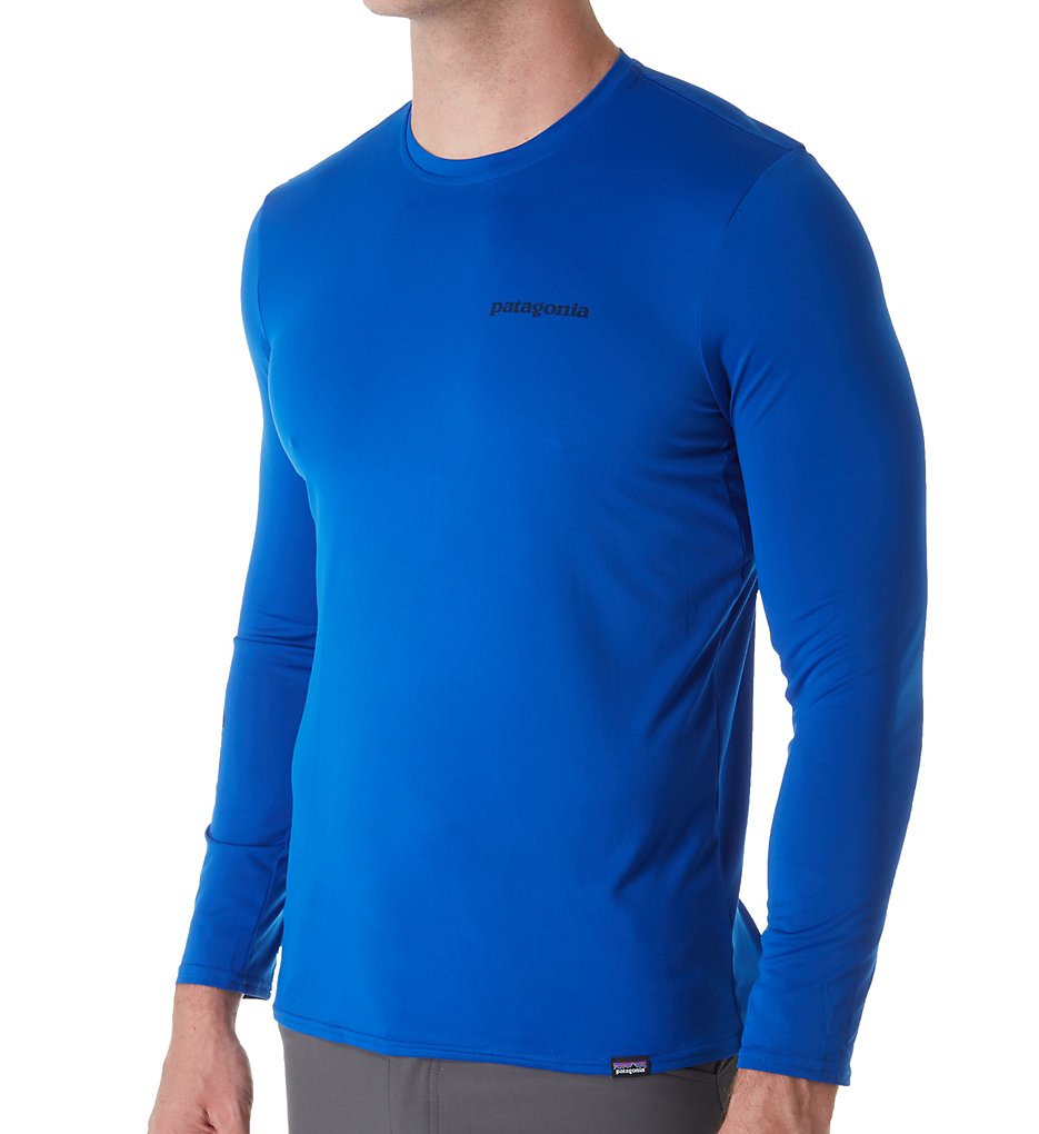 Patagonia 45281 Capilene Daily Long Sleeve Graphic T-Shirt (Text Logo: Viking Blue)