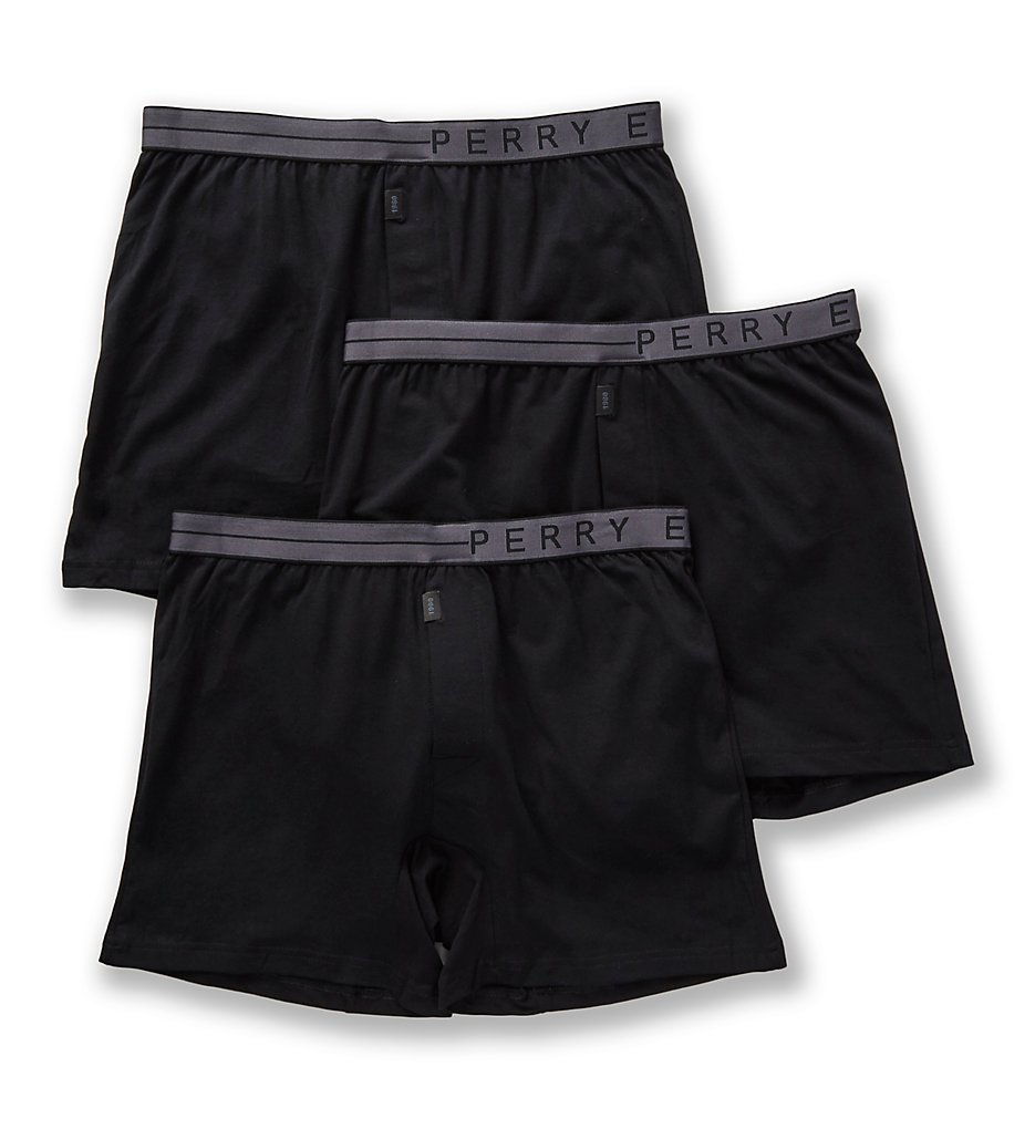 Perry Ellis 208001 Conformity Cotton Stretch Boxer Briefs - 3 Pack (Black)