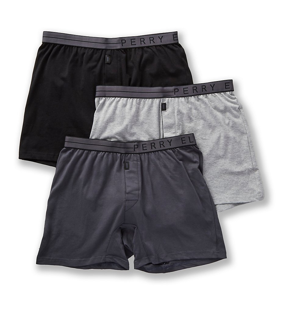 Perry Ellis 208001 Conformity Cotton Stretch Boxer Briefs - 3 Pack (Dark Assorted)