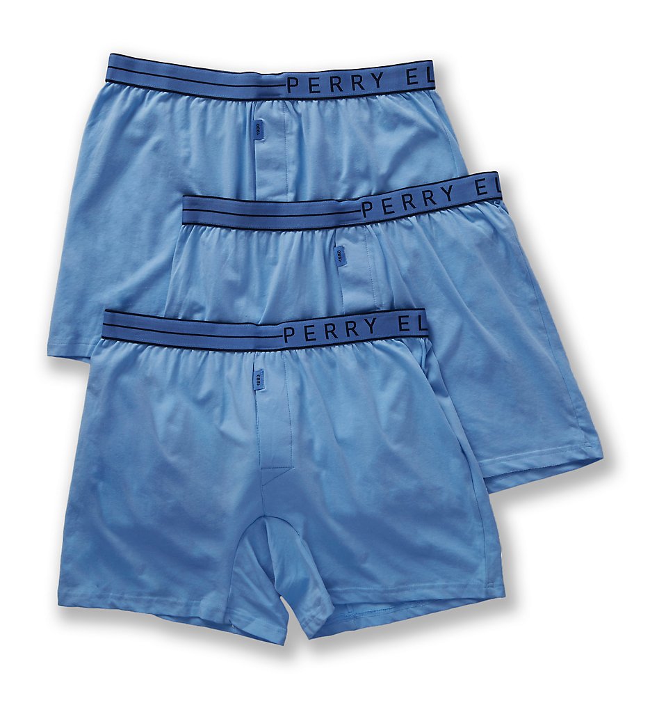 Perry Ellis 208001 Conformity Cotton Stretch Boxer Briefs - 3 Pack (Light Blue)