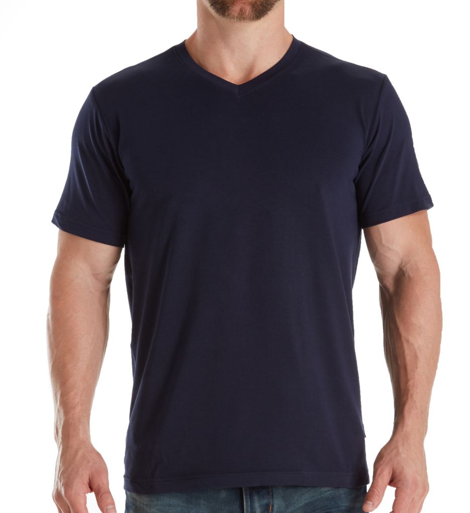Conformity Cotton Stretch V-Neck T Shirts - 2 Pack-fs