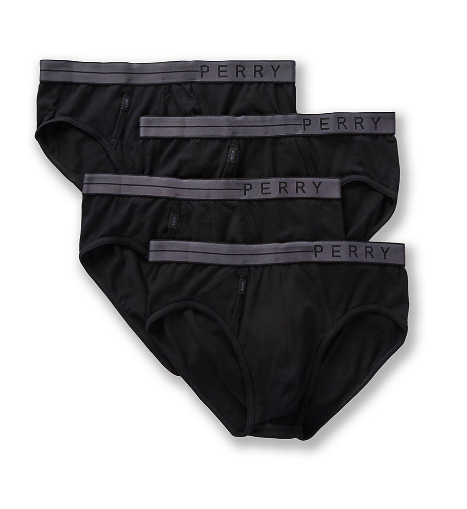 Perry Ellis 214002 Conformity Cotton Stretch Briefs - 4 Pack (Black)
