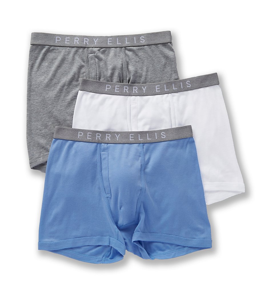 Perry Ellis 555107 Identity 100% Pure Cotton Trunks - 3 Pack (Light Assort)