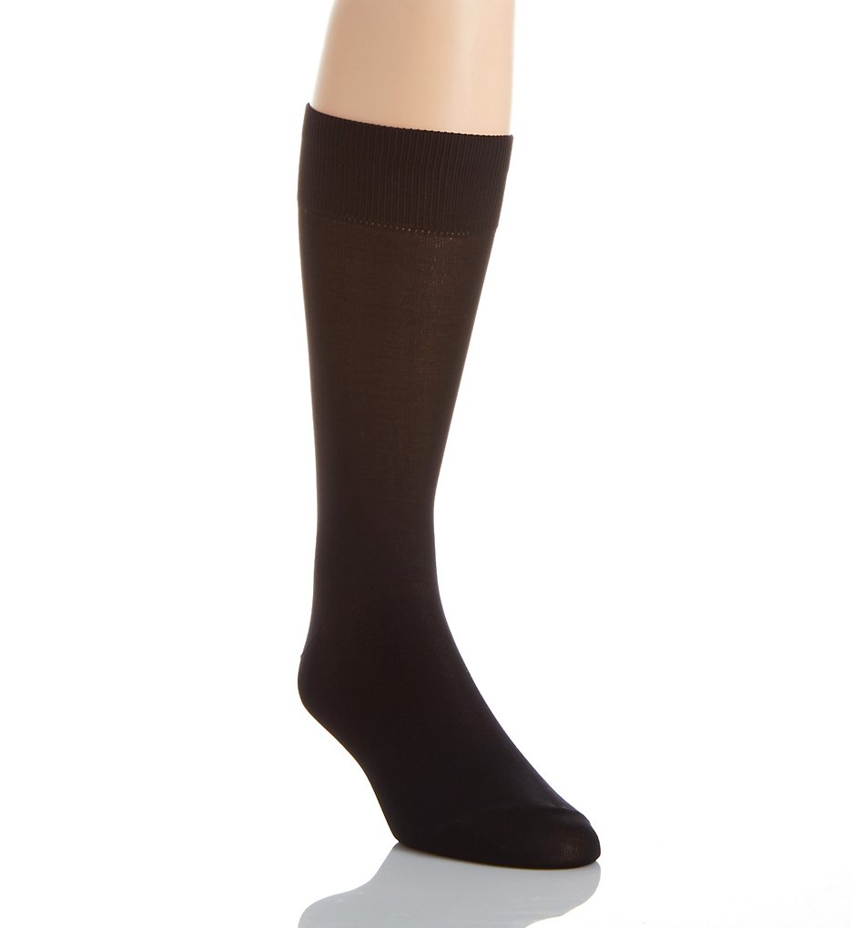 Perry Ellis 839047 Microfiber Luxury Flat Knit Sock (Black)