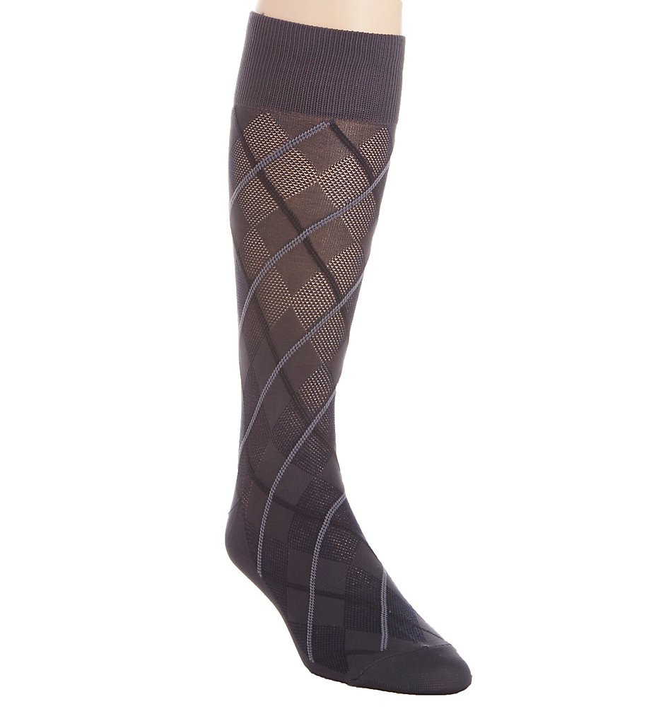 Perry Ellis 839678 Microfiber Luxury All Over Argyle Sock (Carbon)