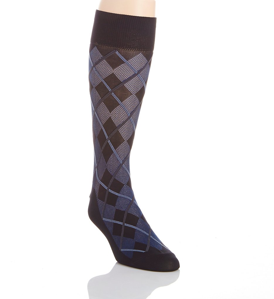Perry Ellis 839678 Microfiber Luxury All Over Argyle Sock (Navy)