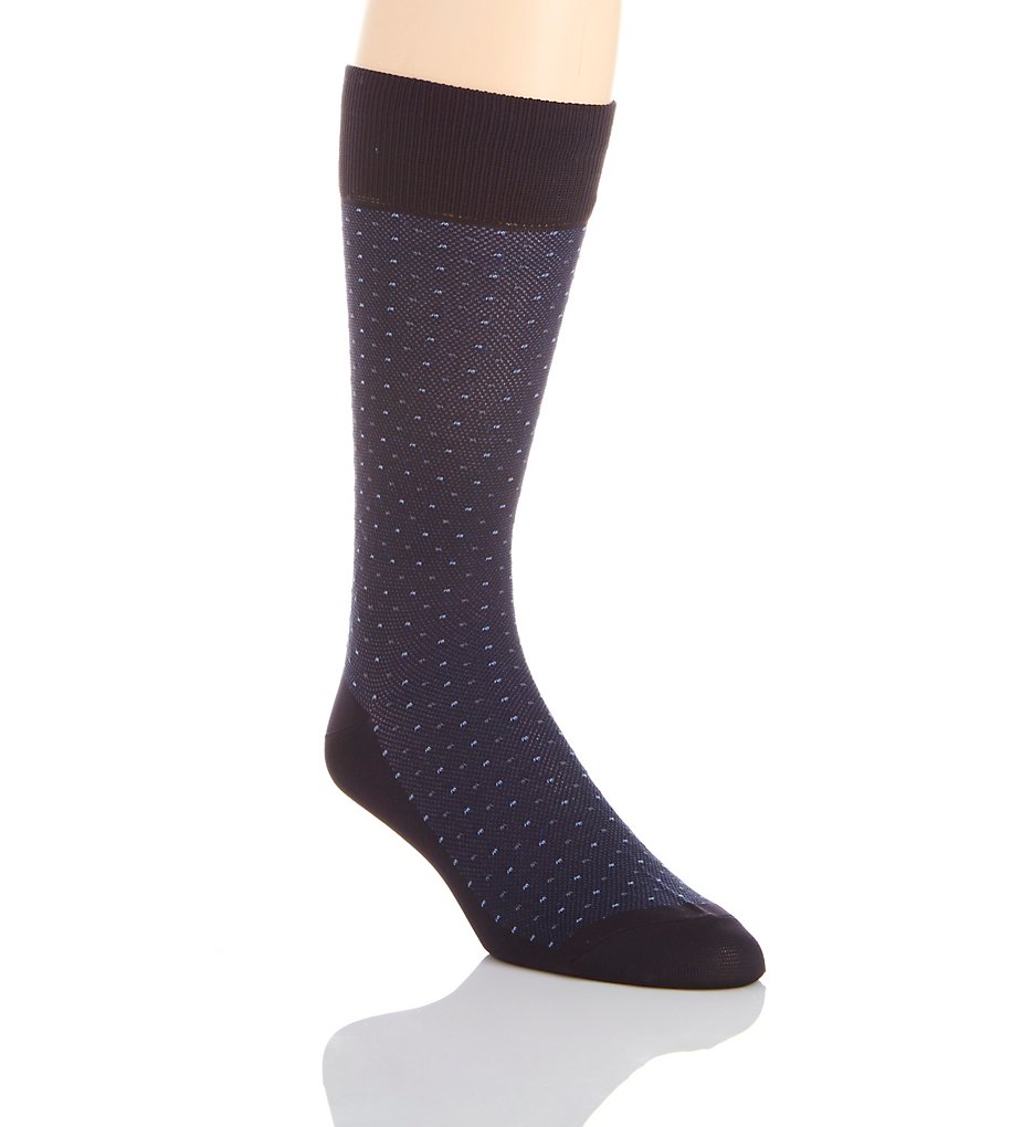 Perry Ellis 839679 Microfiber Luxury Small Dot Sock (Navy)
