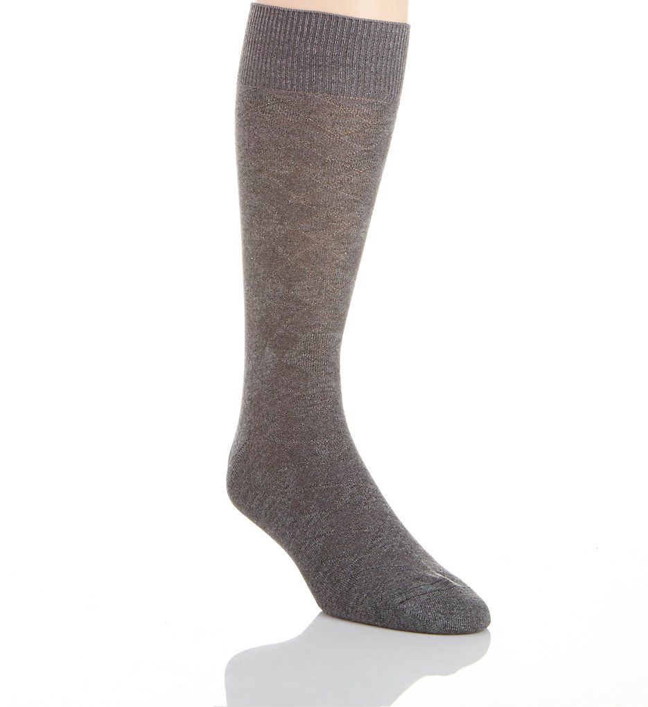 Perry Ellis 859593 Superior Soft Luxury Tex Argyle Logo Sock (Heather Gray)