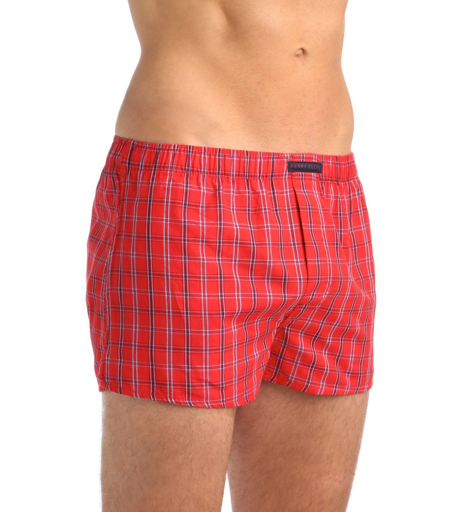 100% Cotton Solid Plaid Woven Boxers - 3 Pack-gs