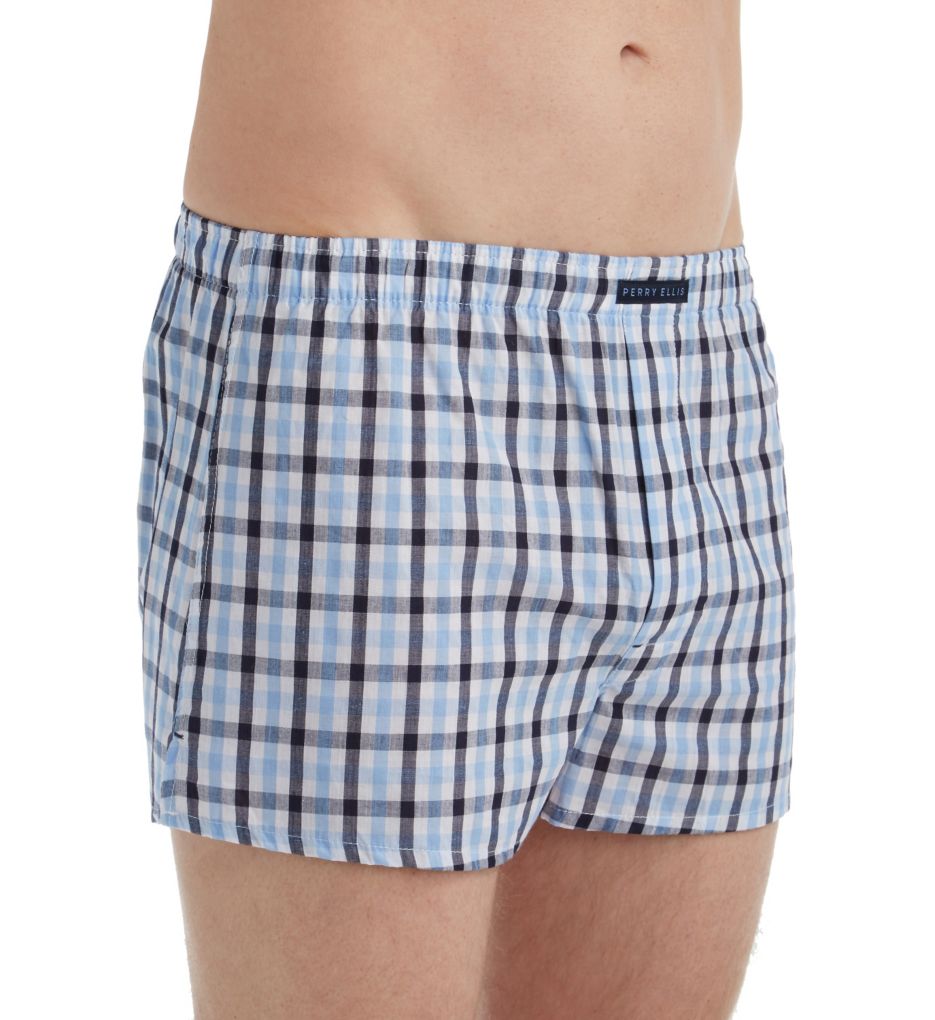 100% Cotton Solid & Plaids Woven Boxers - 3 Pack-gs