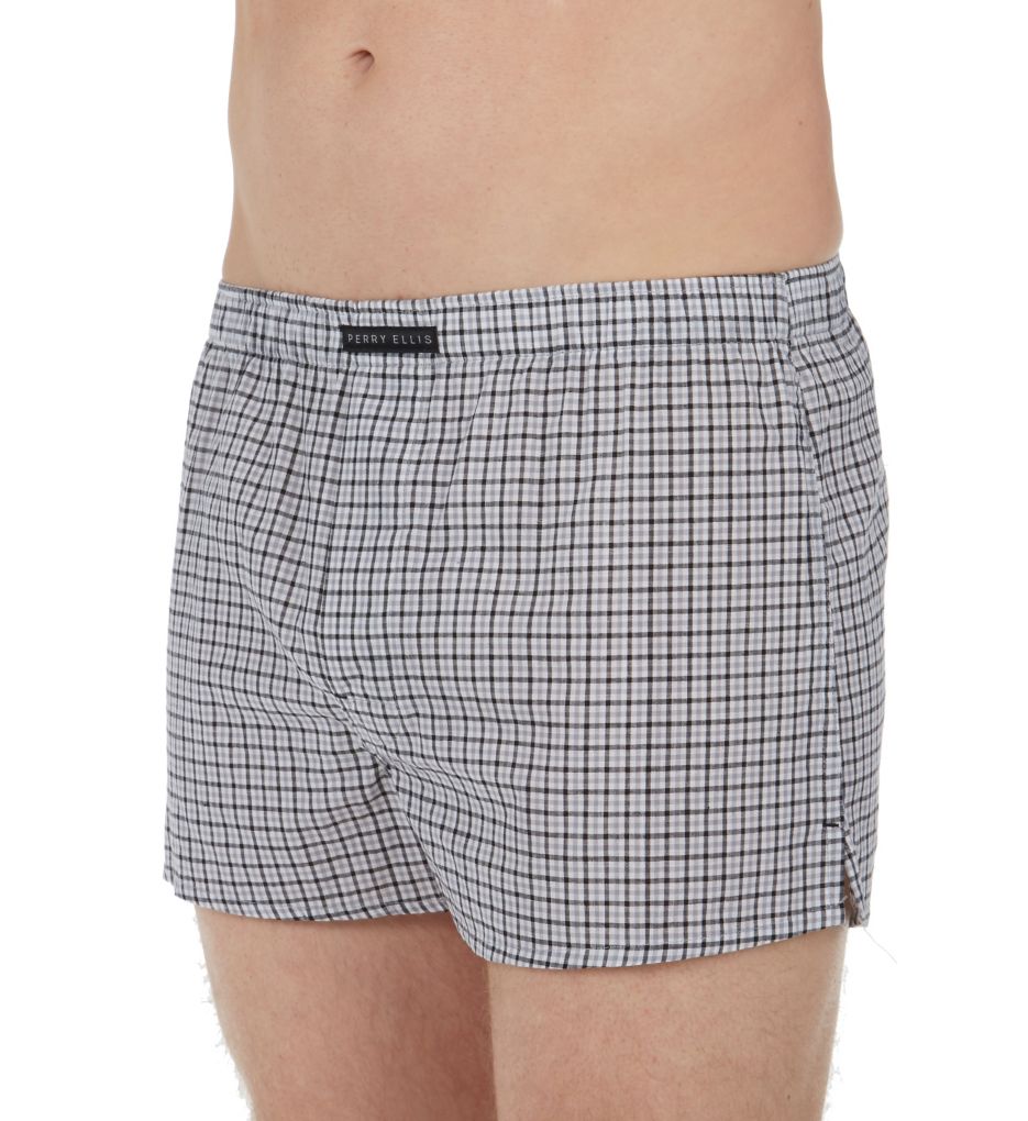 100% Cotton Solid & Plaid Woven Boxers - 3 Pack