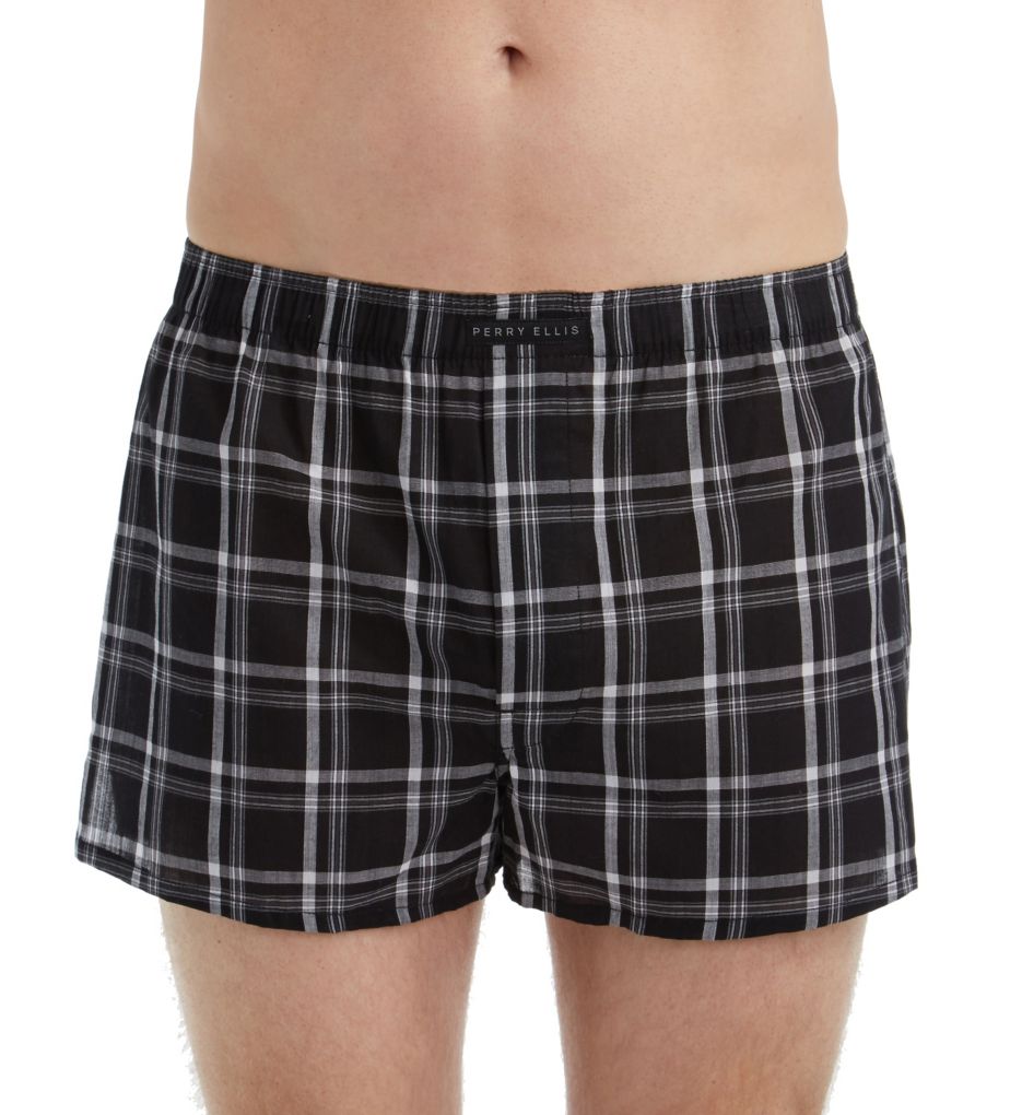 100% Cotton Plaid & Stripe Woven Boxers - 3 Pack-fs