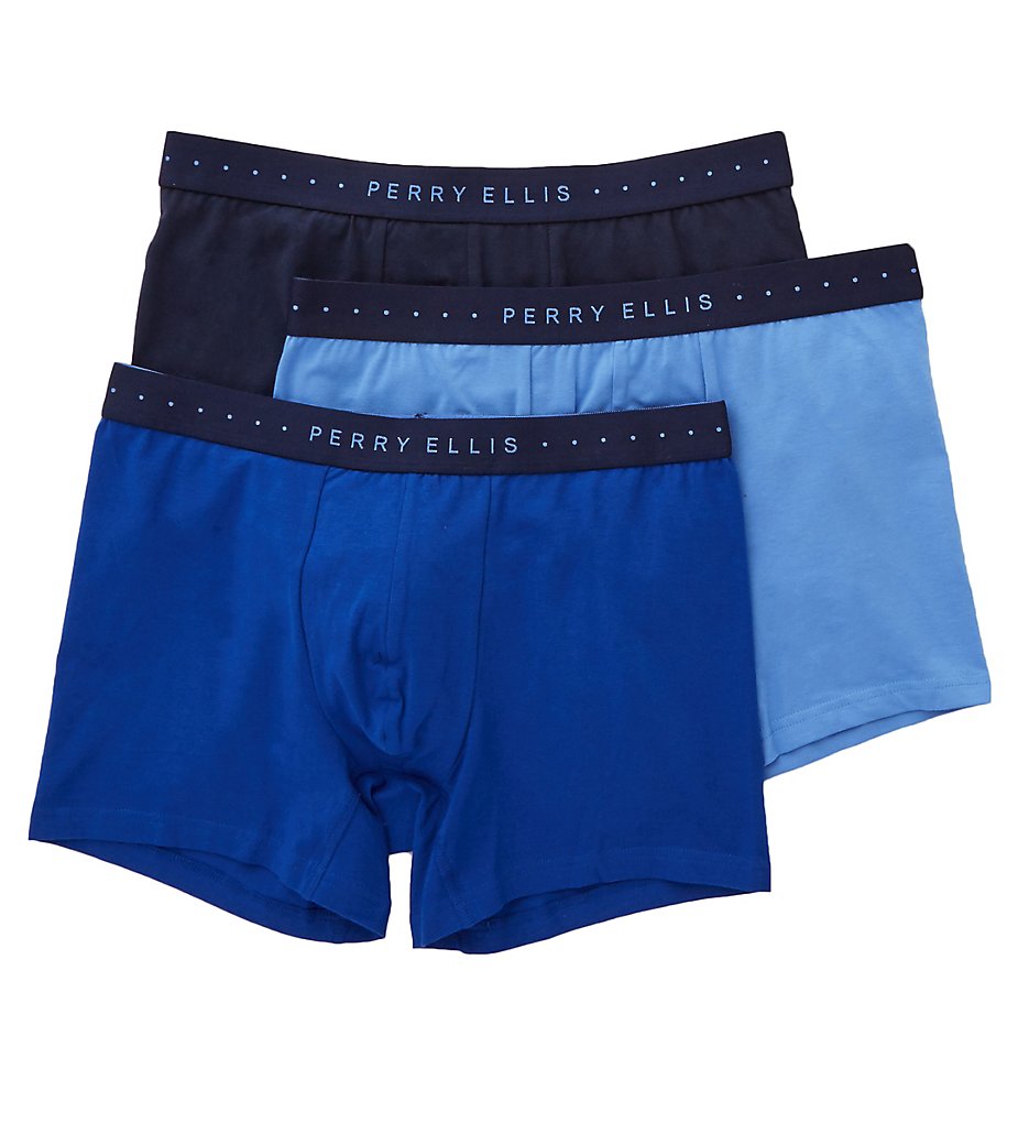 Perry Ellis 960560 Portfolio Cotton Stretch Boxer Briefs - 3 Pack (Marine/Mazarine/Navy)
