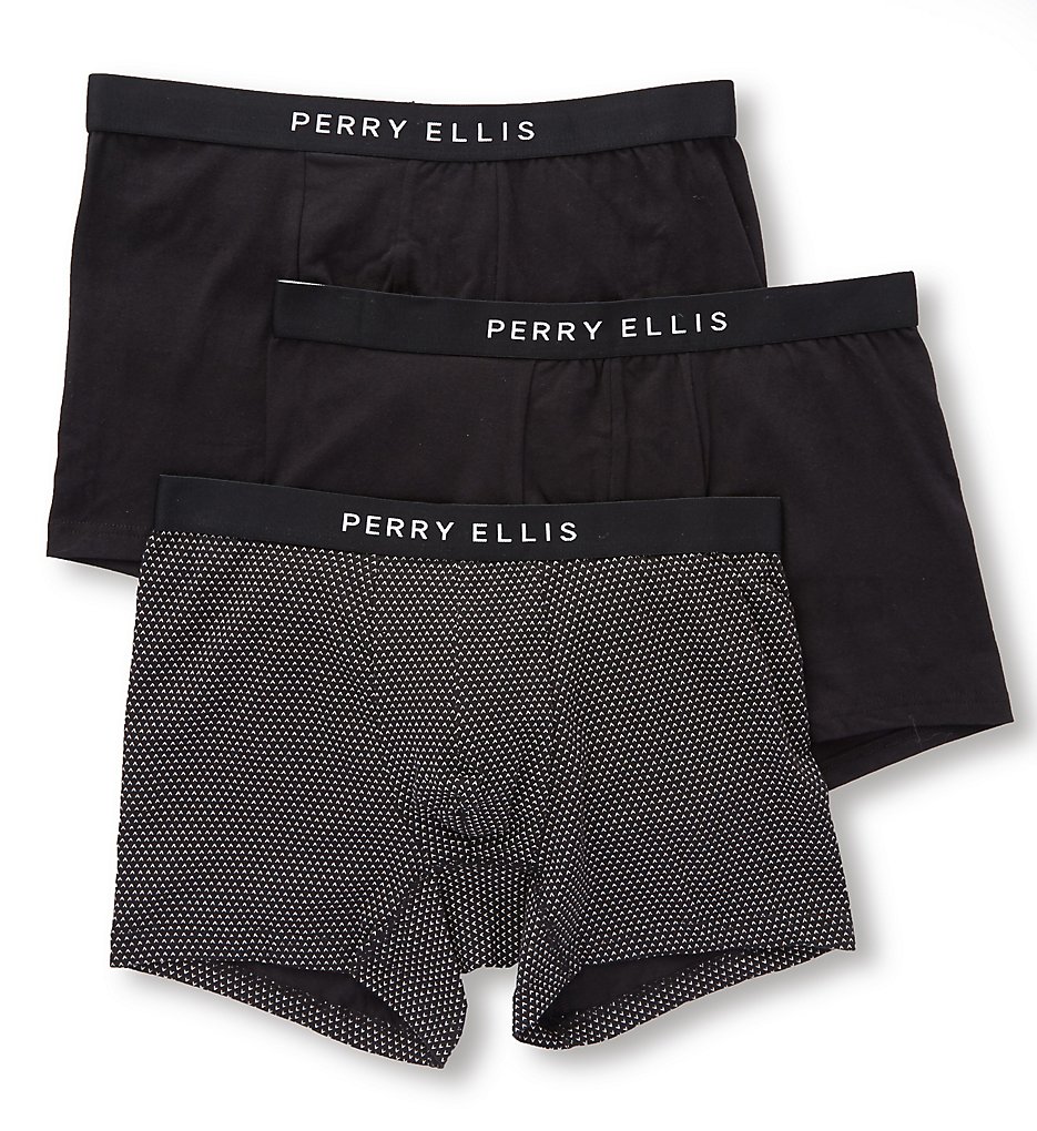 Perry Ellis 960590 Birds Eye Cotton Stretch Boxer Briefs - 3 Pack (black)