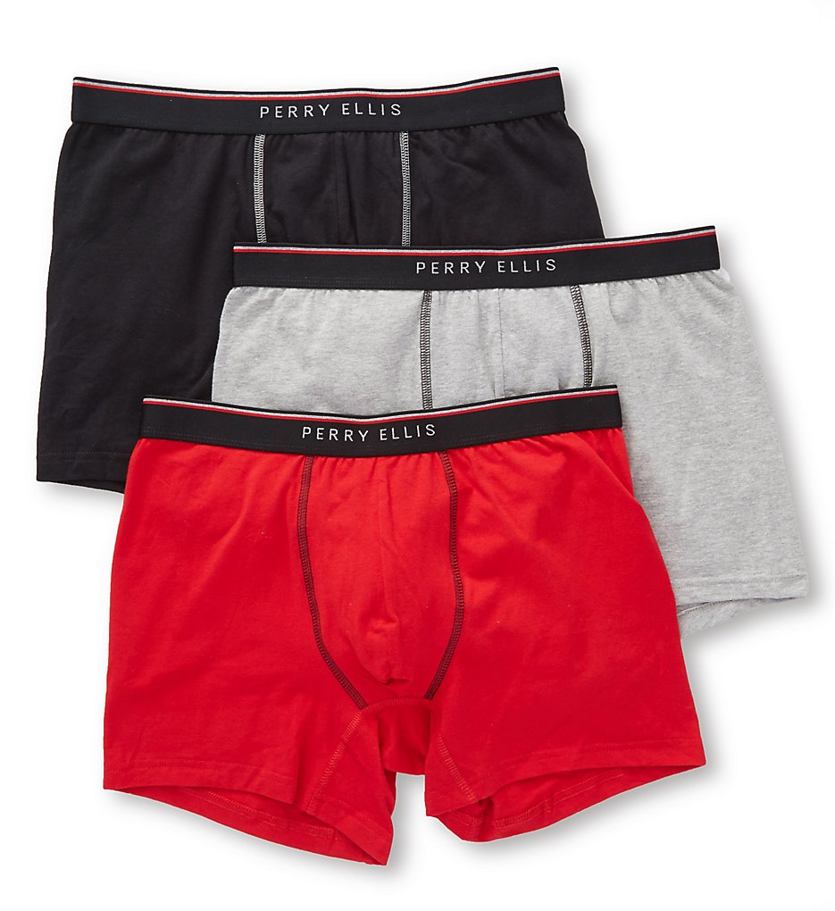 Perry Ellis 960591 Cotton Stretch Boxer Briefs - 3 Pack (Grey/Intensity/Black)