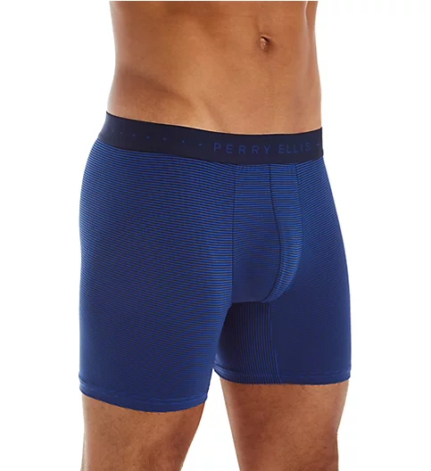 Luxe Striped Boxer Brief NavUl4 M by Perry Ellis