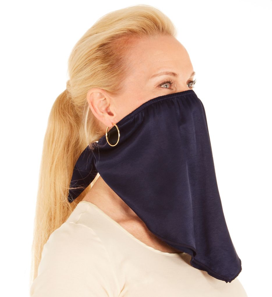 Solid Navy Satin Bandana Mask