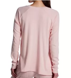 Rib Long Sleeve V-Neck with Side Slits Blush S