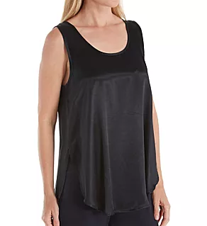 Satin High-Low Cami with Side Slits Black XL