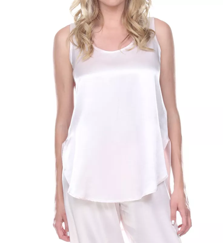 Satin High-Low Cami with Side Slits Blush XL