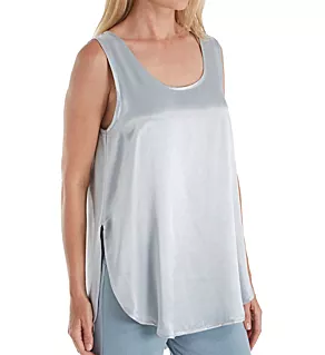 Satin High-Low Cami with Side Slits Morning Blue XL