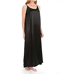 Satin Long Nightgown With Gathered Back Black S