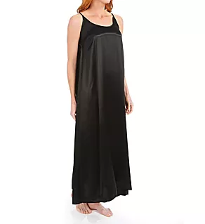 Satin Long Nightgown With Gathered Back Black XL