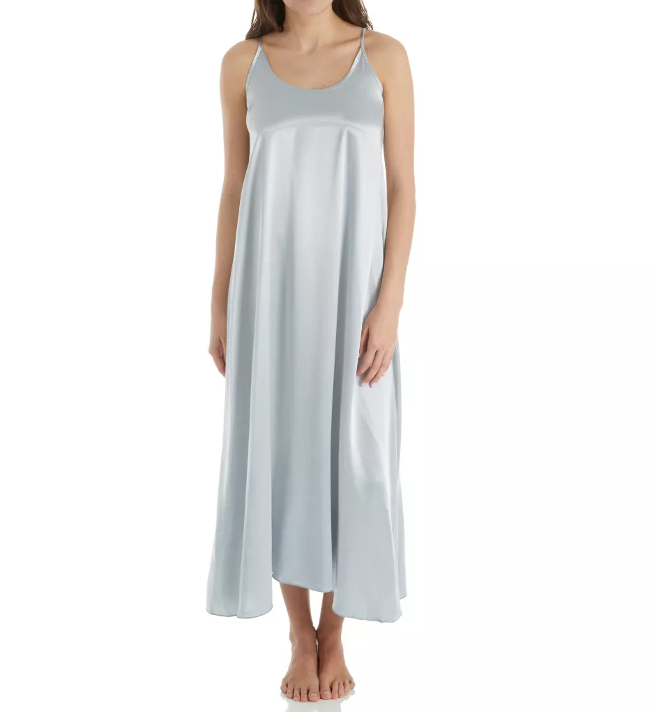 Satin Long Nightgown With Gathered Back Morning Blue S