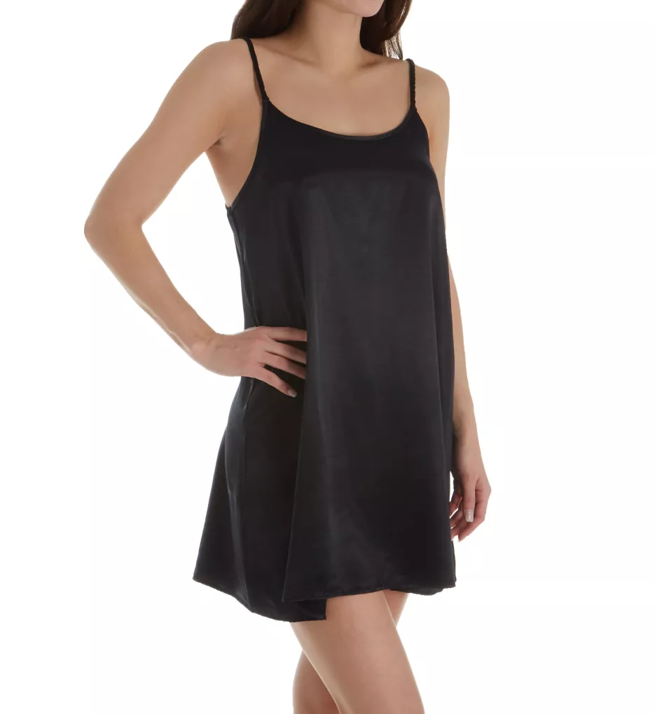 Satin Short Nightgown Black S
