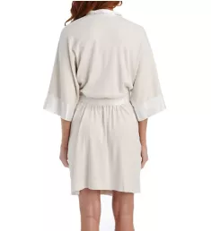 Knit Robe With Pockets And Satin Trim